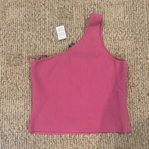 Sincerely Jules One-Shoulder Ribbed Tank in Pink